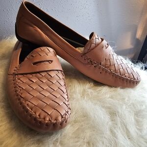 Robert Zur Petra Blush Woven Leather Driving Shoe